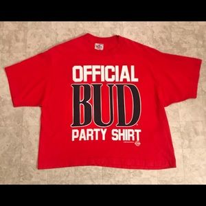 Vintage 1988 BUD Party T Shirt Anheuser-Busch Beer OS 1980s Collectible
